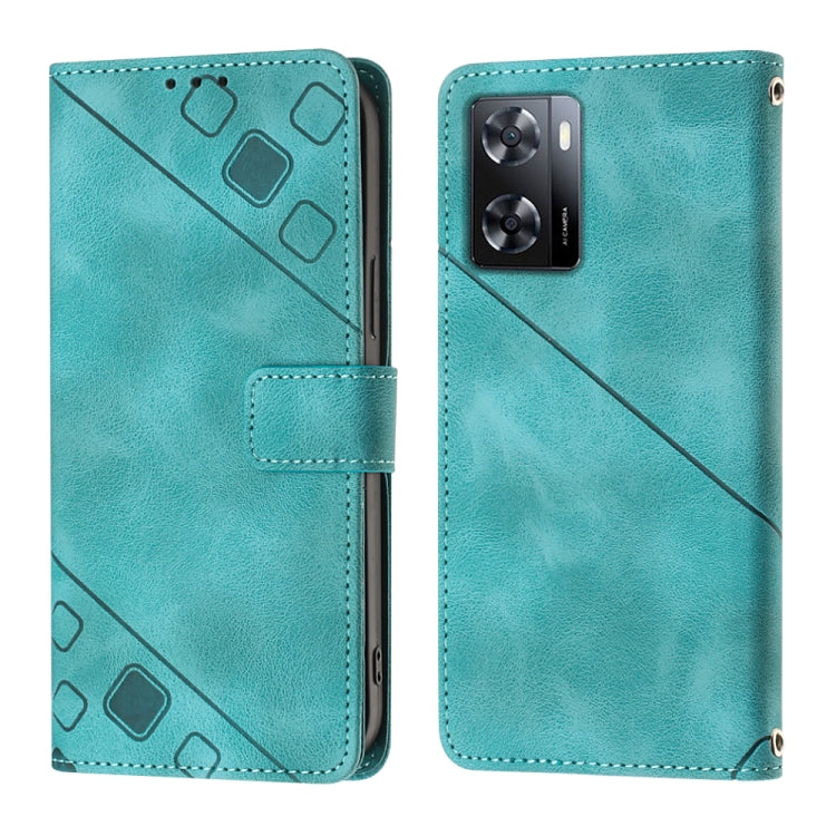 For OPPO A57E 5G Skin-feel Embossed Leather Phone Case
