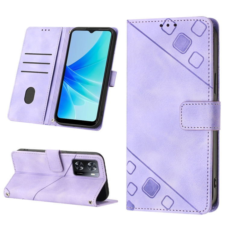 For OPPO A57E 5G Skin-feel Embossed Leather Phone Case