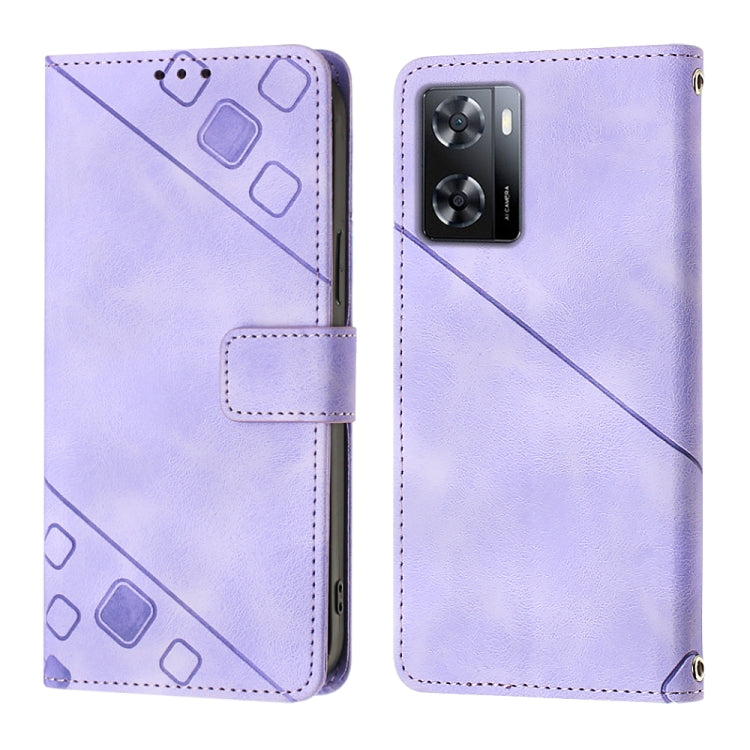 For OPPO A57E 5G Skin-feel Embossed Leather Phone Case