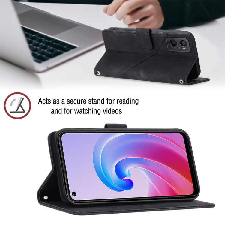 For OPPO A96 4G / A36 / A76 / Realme 9i Skin-feel Embossed Leather Phone Case