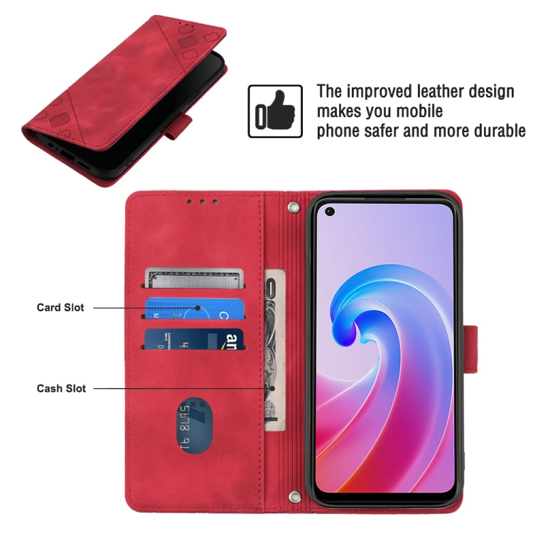 For OPPO A96 4G / A36 / A76 / Realme 9i Skin-feel Embossed Leather Phone Case