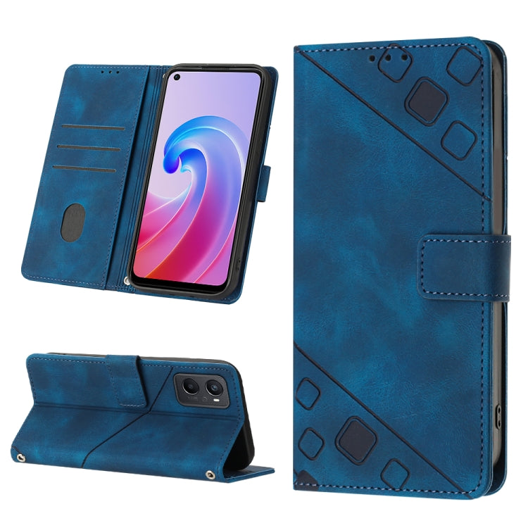 For OPPO A96 4G / A36 / A76 / Realme 9i Skin-feel Embossed Leather Phone Case