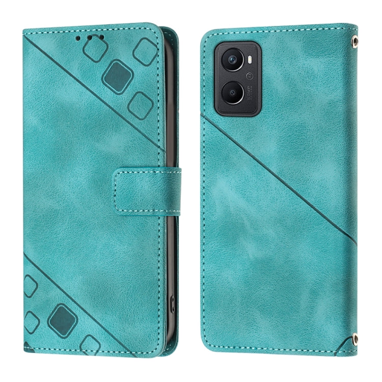 For OPPO A96 4G / A36 / A76 / Realme 9i Skin-feel Embossed Leather Phone Case