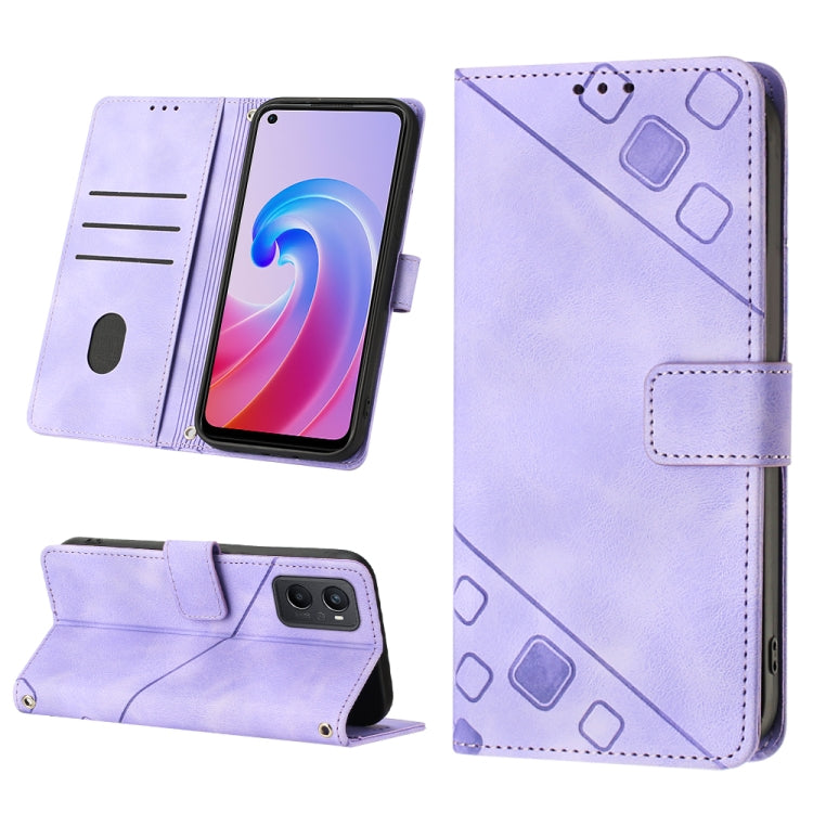 For OPPO A96 4G / A36 / A76 / Realme 9i Skin-feel Embossed Leather Phone Case