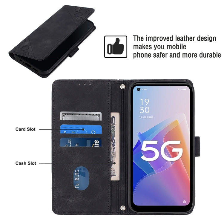 For OPPO A96 5G / Reno7z / Reno7 Lite 5G / F21 Pro 5G / Reno8 z / OnePlus Nord N20 Skin-feel Embossed Leather Phone Case
