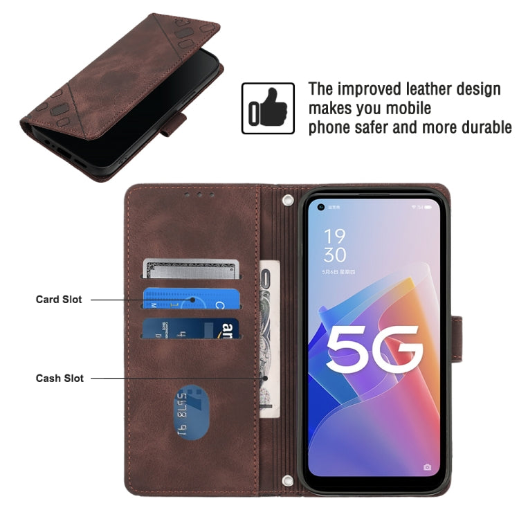 For OPPO A96 5G / Reno7z / Reno7 Lite 5G / F21 Pro 5G / Reno8 z / OnePlus Nord N20 Skin-feel Embossed Leather Phone Case