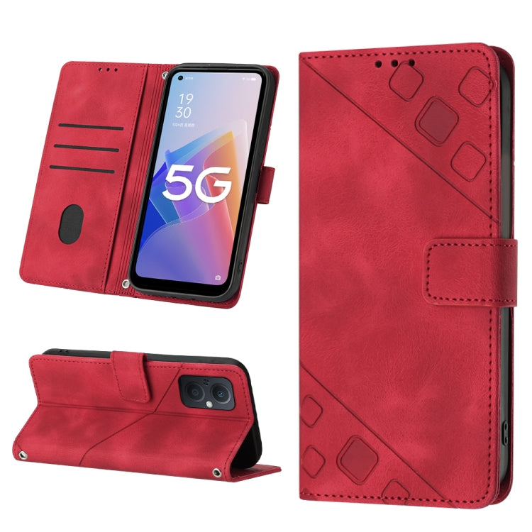For OPPO A96 5G / Reno7z / Reno7 Lite 5G / F21 Pro 5G / Reno8 z / OnePlus Nord N20 Skin-feel Embossed Leather Phone Case