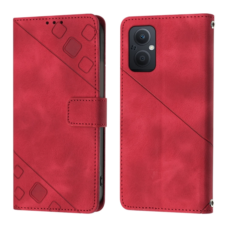 For OPPO A96 5G / Reno7z / Reno7 Lite 5G / F21 Pro 5G / Reno8 z / OnePlus Nord N20 Skin-feel Embossed Leather Phone Case