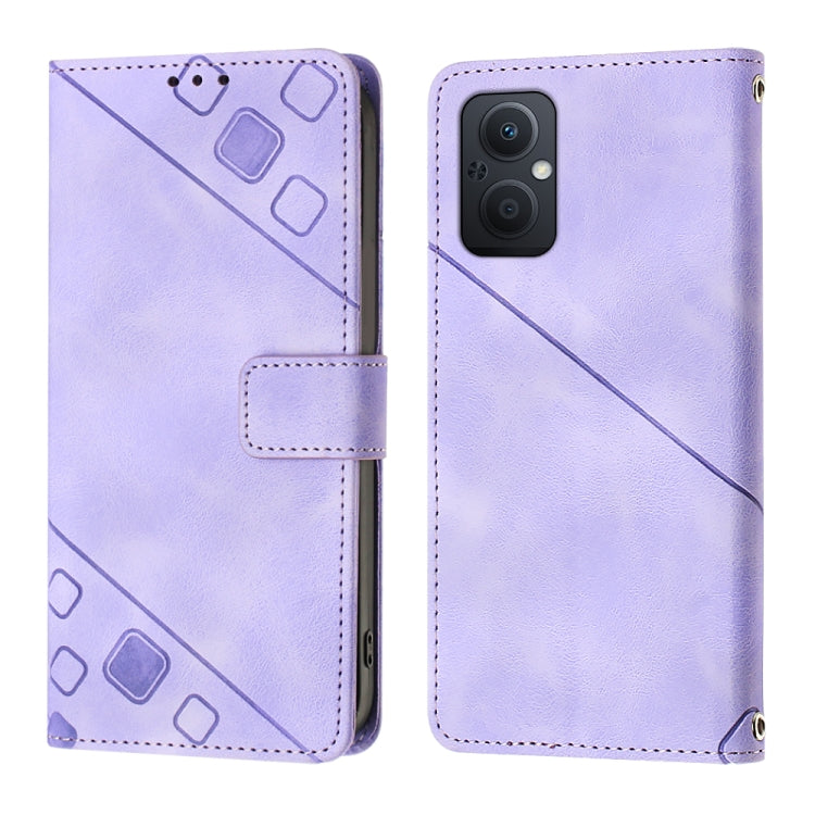 For OPPO A96 5G / Reno7z / Reno7 Lite 5G / F21 Pro 5G / Reno8 z / OnePlus Nord N20 Skin-feel Embossed Leather Phone Case