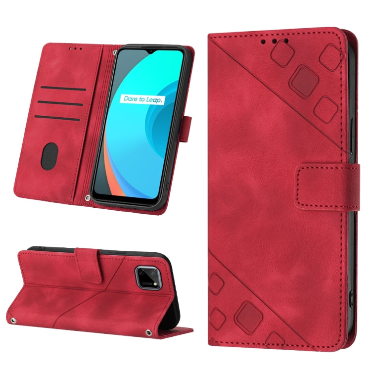 For Realme C11 Skin-feel Embossed Leather Phone Case