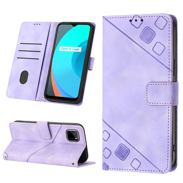 For Realme C11 Skin-feel Embossed Leather Phone Case