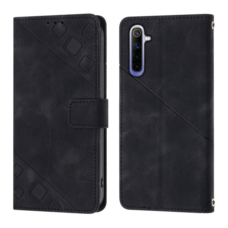 For Realme 6 Skin-feel Embossed Leather Phone Case