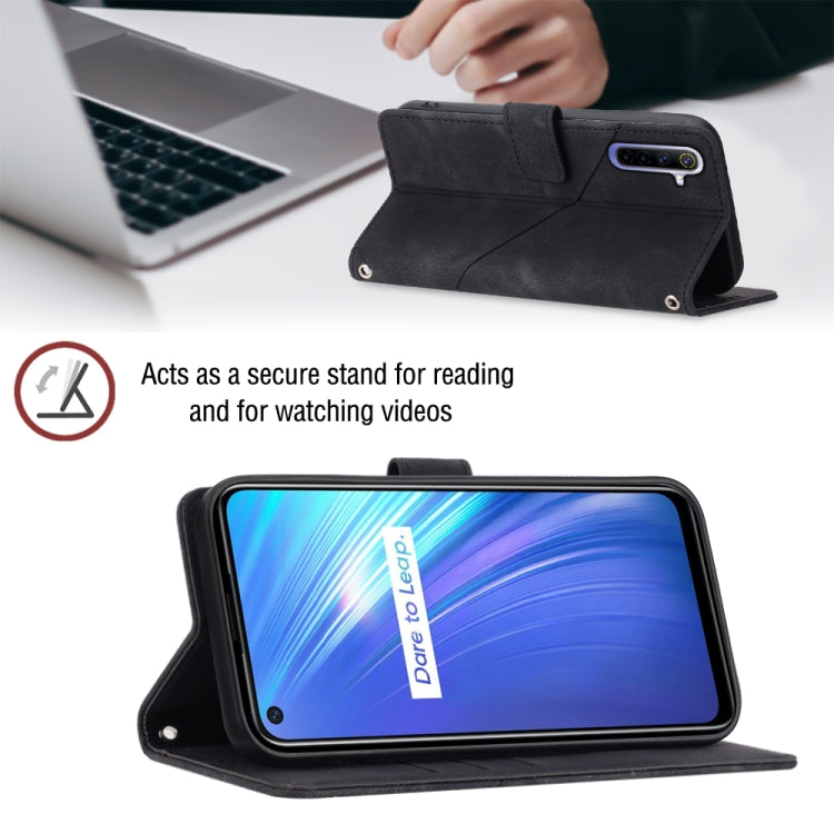 For Realme 6 Skin-feel Embossed Leather Phone Case