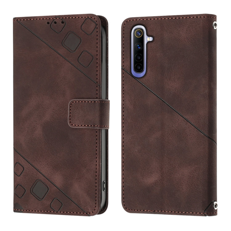 For Realme 6 Skin-feel Embossed Leather Phone Case