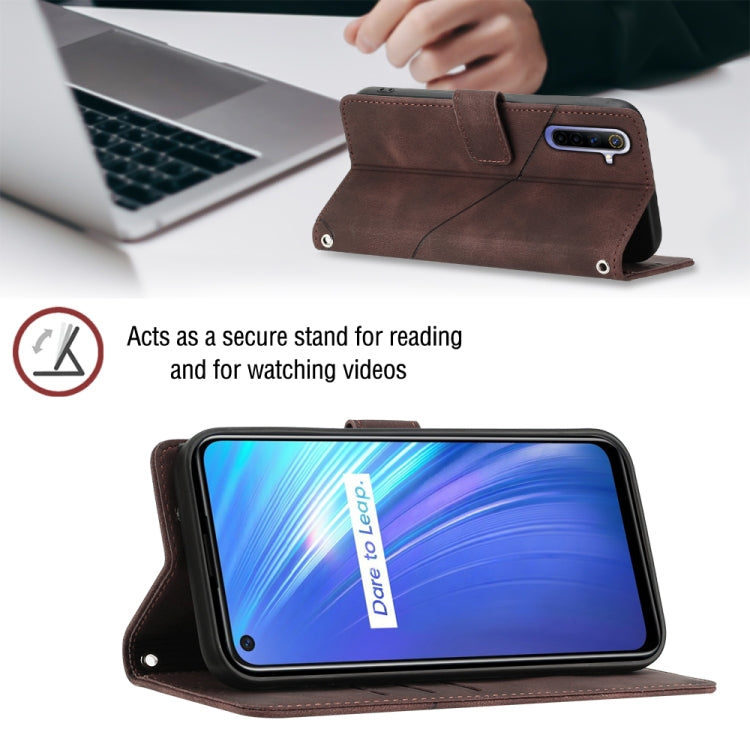 For Realme 6 Skin-feel Embossed Leather Phone Case