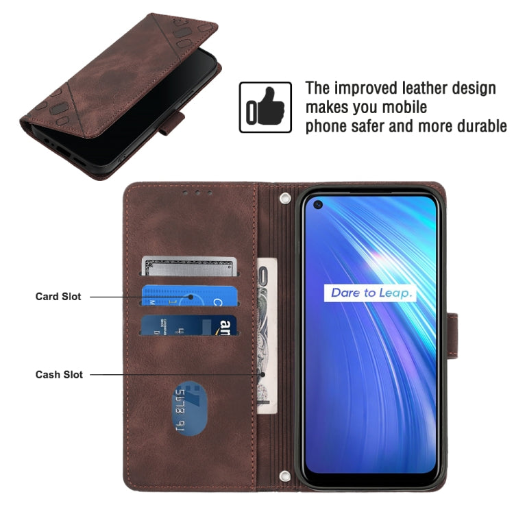 For Realme 6 Skin-feel Embossed Leather Phone Case