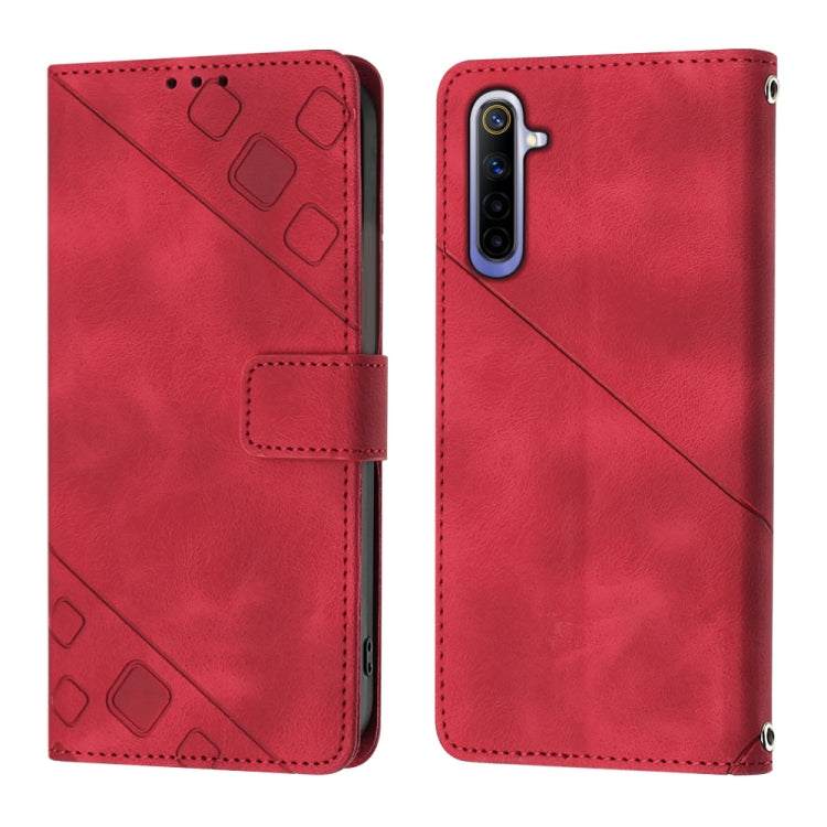 For Realme 6 Skin-feel Embossed Leather Phone Case