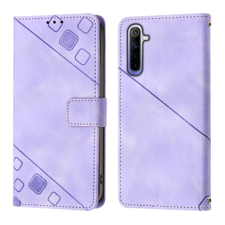 For Realme 6 Skin-feel Embossed Leather Phone Case