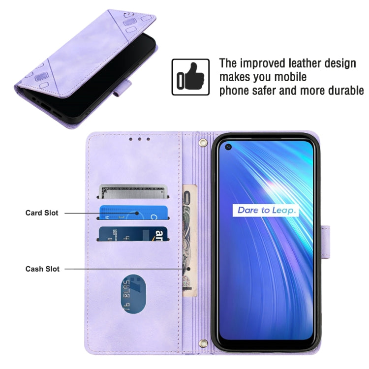 For Realme 6 Skin-feel Embossed Leather Phone Case