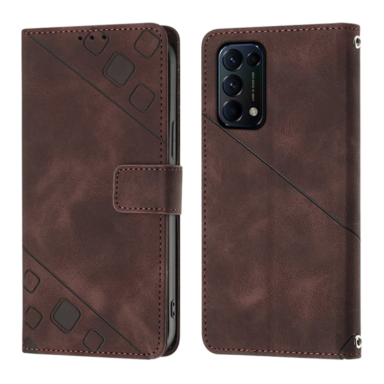 For OPPO Reno5 A Skin-feel Embossed Leather Phone Case