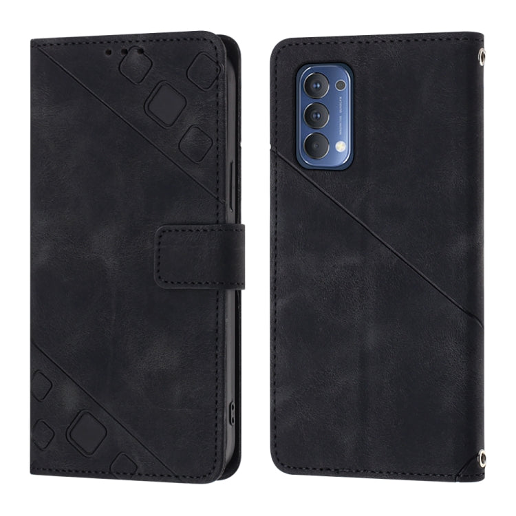 For OPPO Reno4 Skin-feel Embossed Leather Phone Case