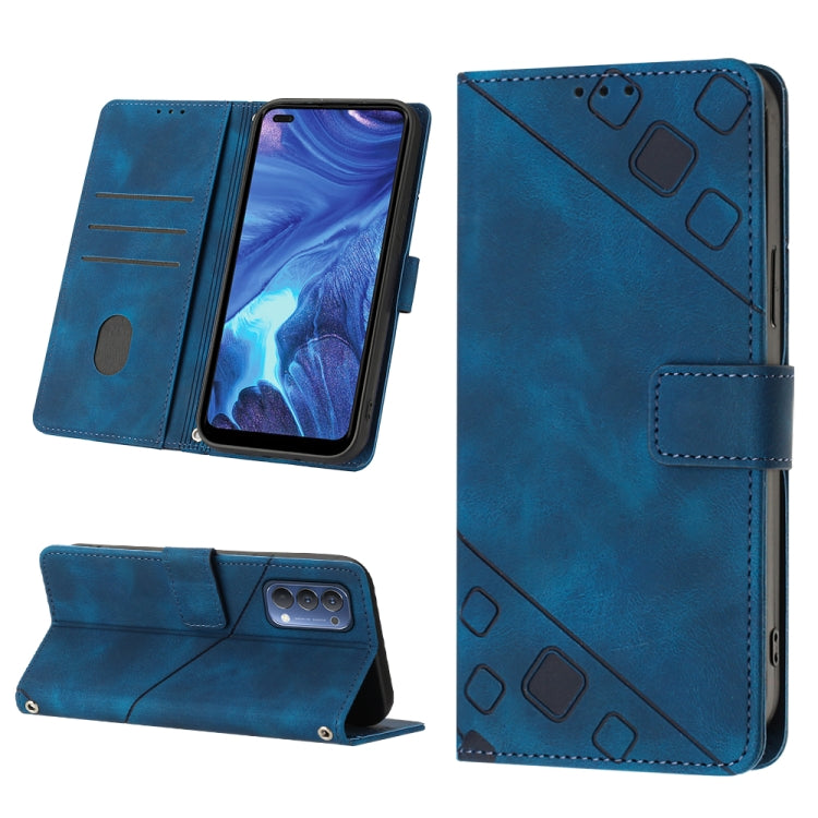 For OPPO Reno4 Skin-feel Embossed Leather Phone Case