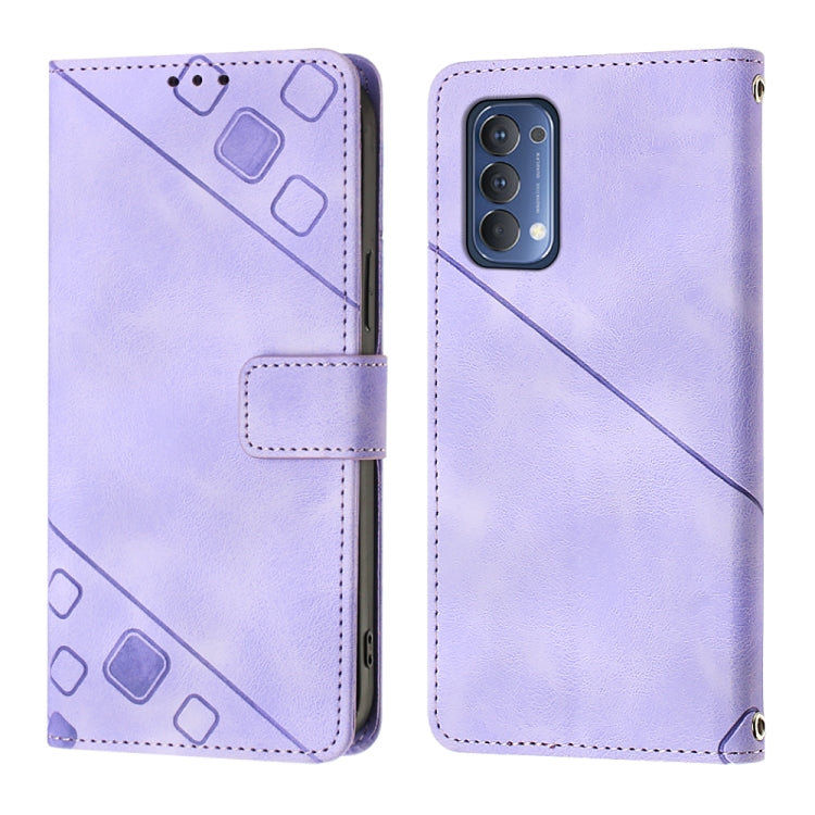 For OPPO Reno4 Skin-feel Embossed Leather Phone Case