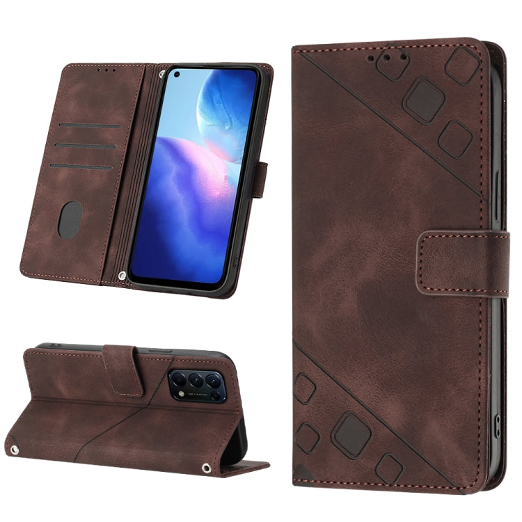 For OPPO Reno5 4G / Reno5 5G Skin-feel Embossed Leather Phone Case