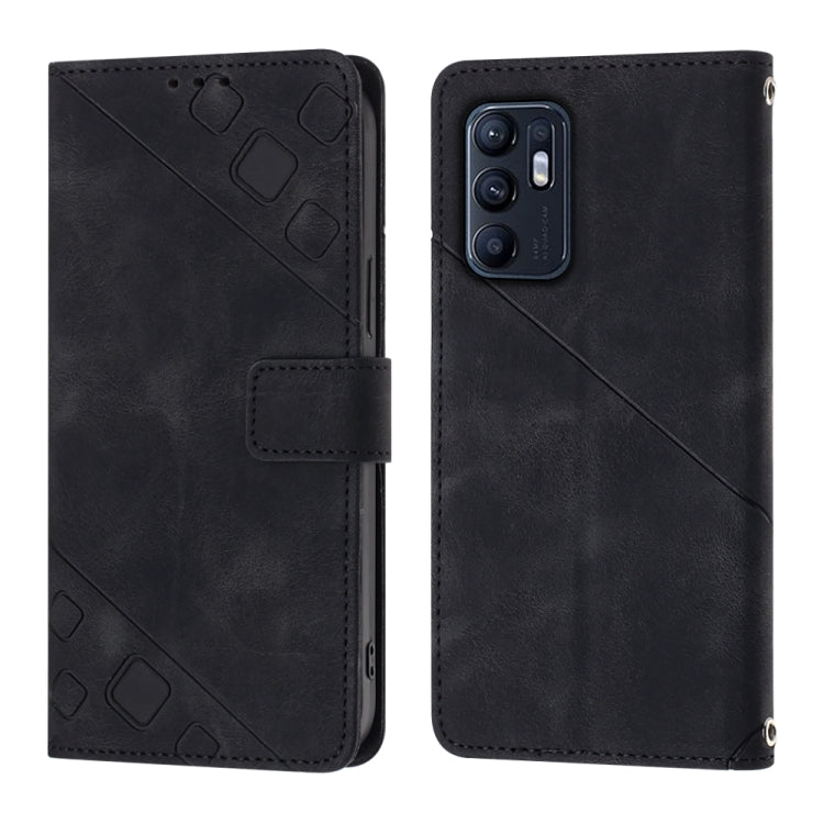 For OPPO Reno6 4G Skin-feel Embossed Leather Phone Case