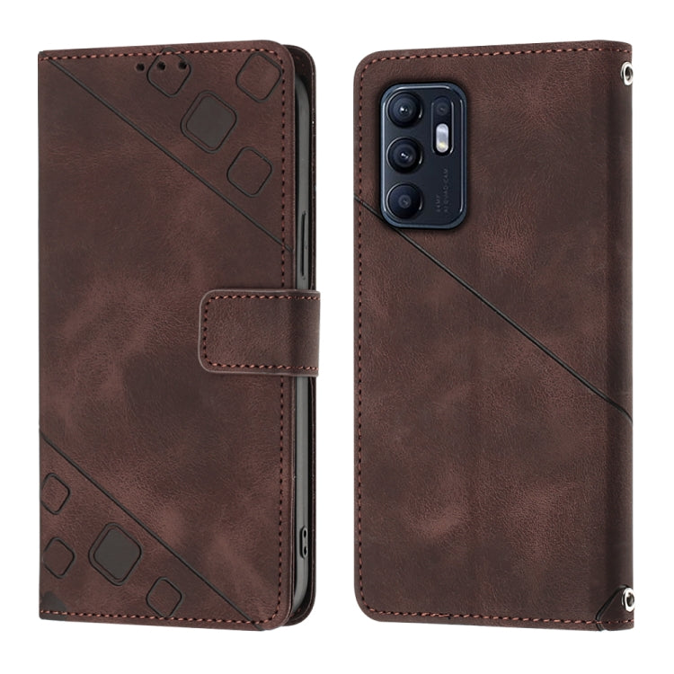 For OPPO Reno6 4G Skin-feel Embossed Leather Phone Case