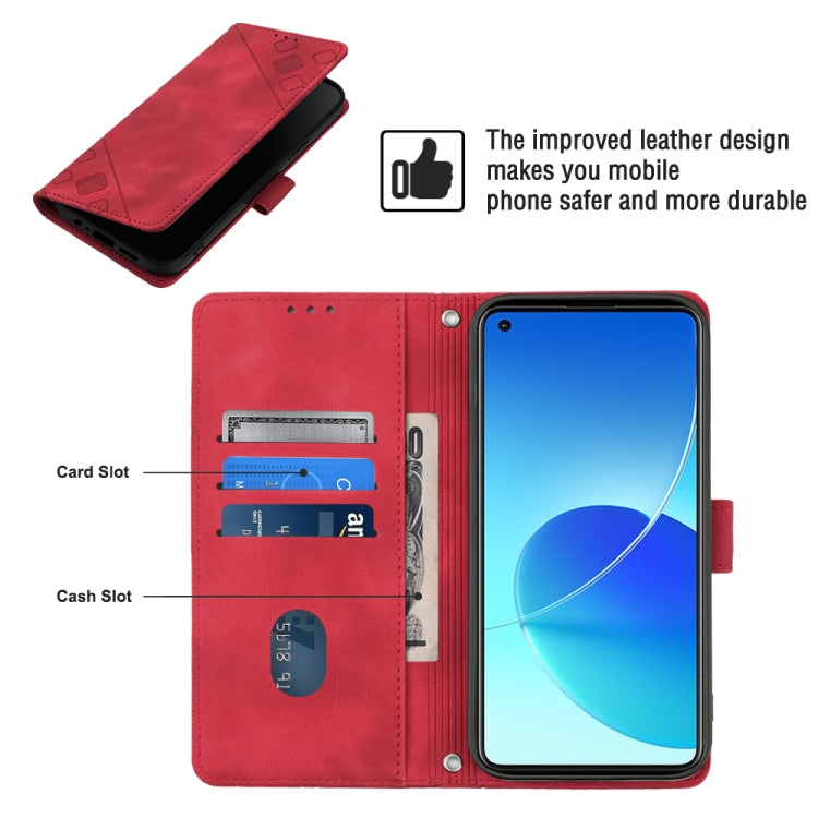 For OPPO Reno6 4G Skin-feel Embossed Leather Phone Case