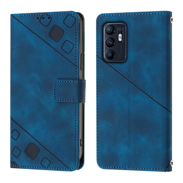 For OPPO Reno6 4G Skin-feel Embossed Leather Phone Case