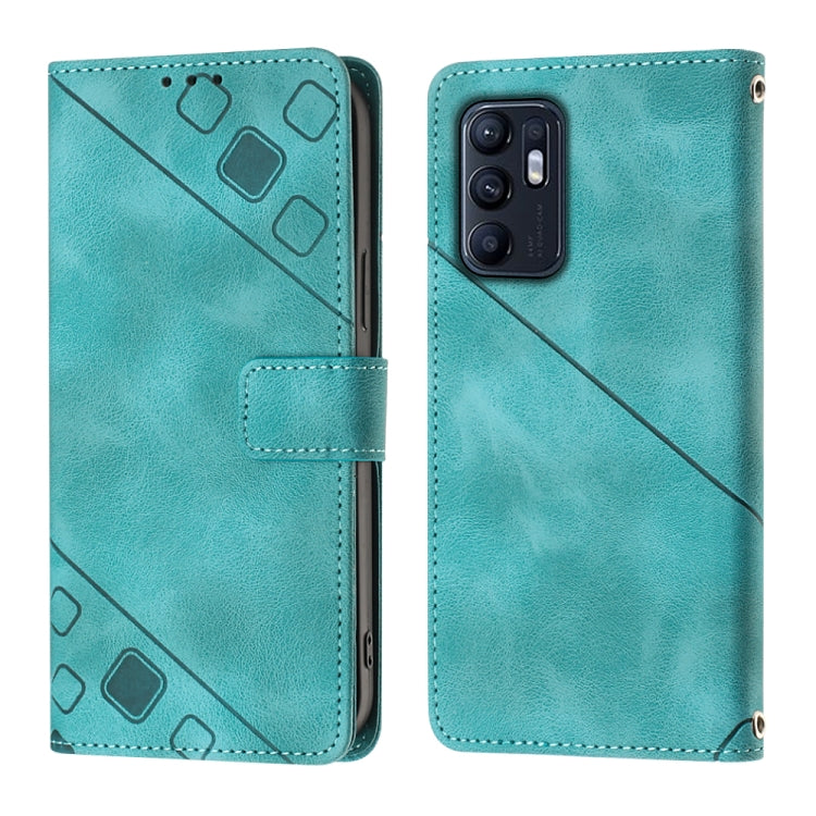 For OPPO Reno6 4G Skin-feel Embossed Leather Phone Case
