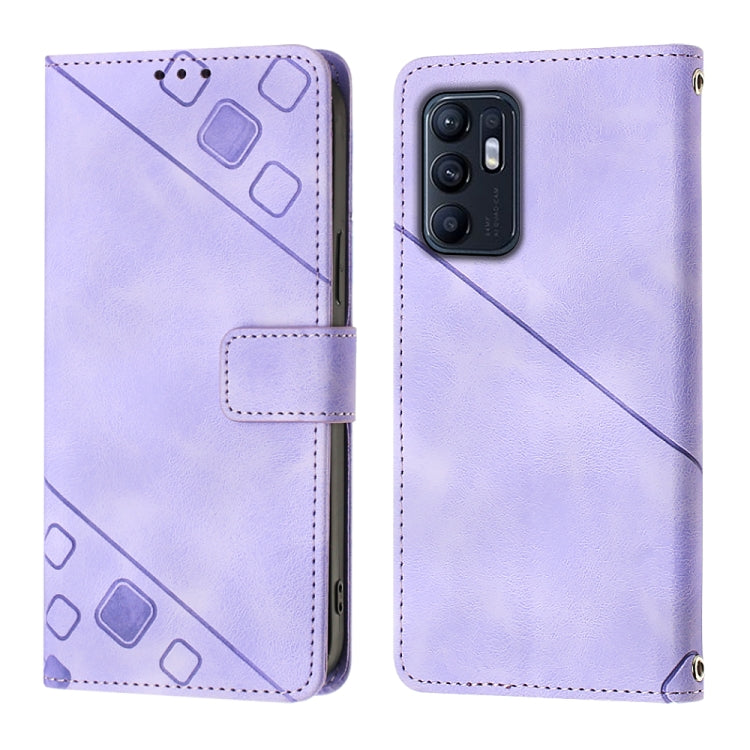 For OPPO Reno6 4G Skin-feel Embossed Leather Phone Case