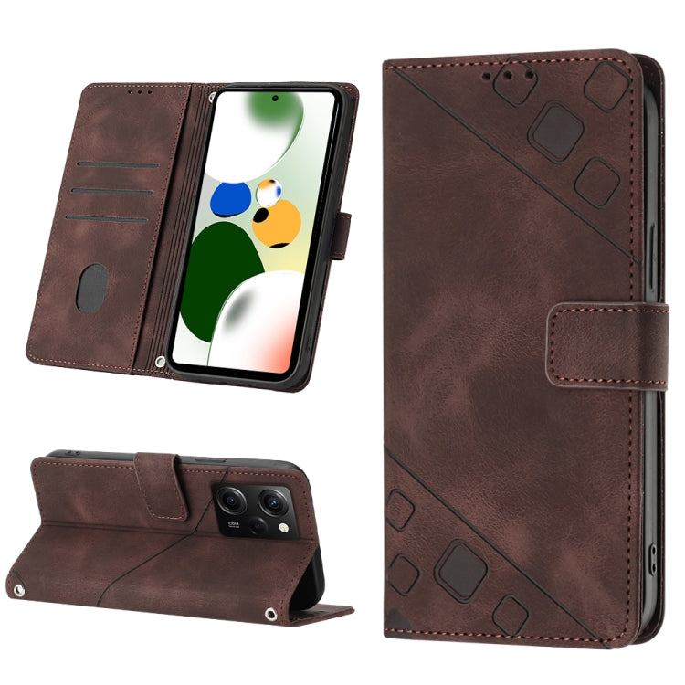 For Xiaomi Poco X5 Pro 5G / Redmi Note 12 Pro Speed Skin-feel Embossed Leather Phone Case