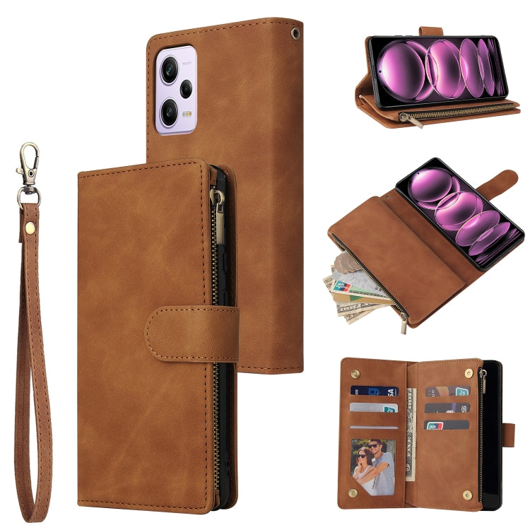 For Xiaomi Redmi Note 12 Pro 5G Global India / Note 12 Pro 5G Speed Edition / Poco X5 Pro Multifunctional Multi-Card Wallet Phone Leather Case