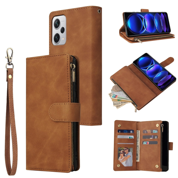 For Xiaomi Redmi Note 12 Pro+ 5G Global India / Note 12 Explorer Multifunctional Multi-Card Wallet Phone Leather Case
