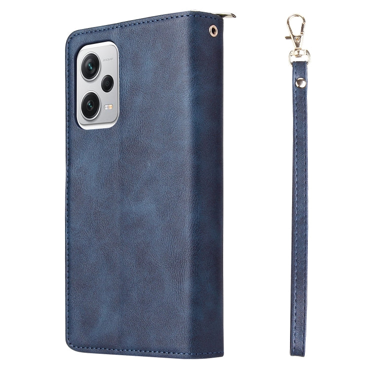 For Xiaomi Redmi Note 12 5G Global / Poco X5 9 Card Slots Zipper Wallet Bag Leather Phone Case