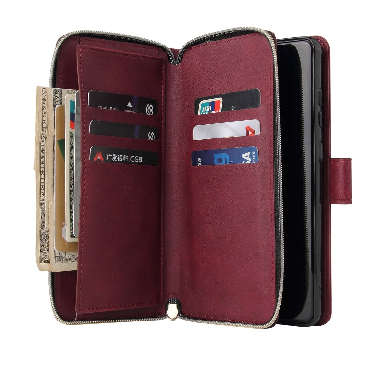 For Xiaomi Redmi Note 12 5G Global / Poco X5 9 Card Slots Zipper Wallet Bag Leather Phone Case