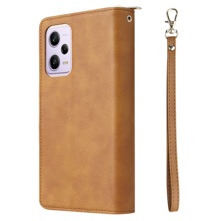 For Xiaomi Redmi Note 12 Pro 5G Speed / Note 12 Pro 5G Global / Poco X5 Pro 9 Card Slots Zipper Wallet Bag Leather Phone Case