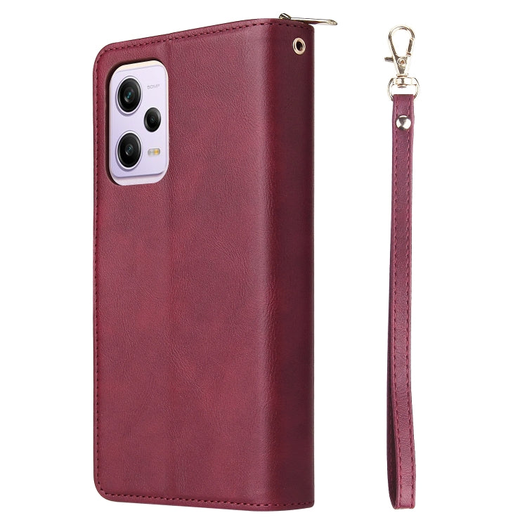 For Xiaomi Redmi Note 12 Pro 5G Speed / Note 12 Pro 5G Global / Poco X5 Pro 9 Card Slots Zipper Wallet Bag Leather Phone Case