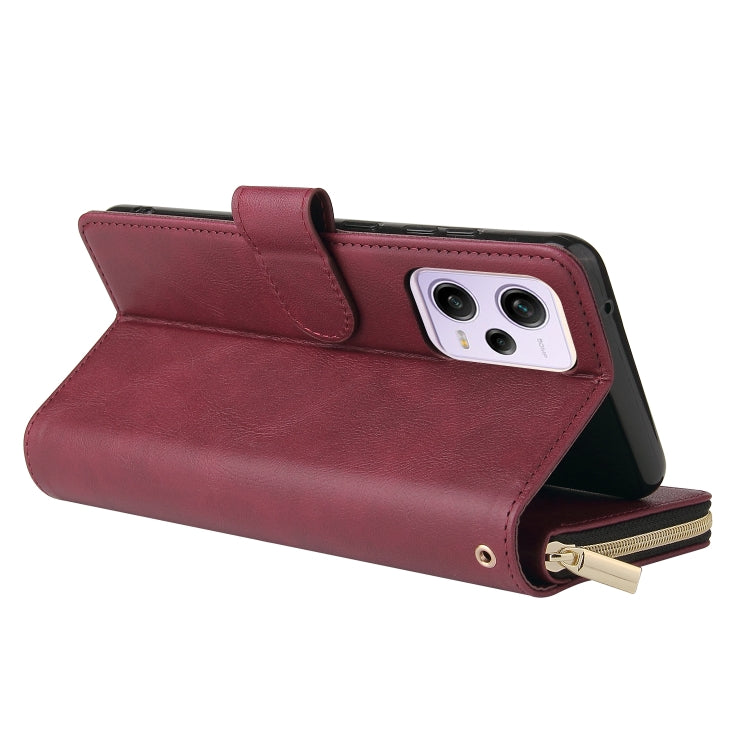 For Xiaomi Redmi Note 12 Pro 5G Speed / Note 12 Pro 5G Global / Poco X5 Pro 9 Card Slots Zipper Wallet Bag Leather Phone Case