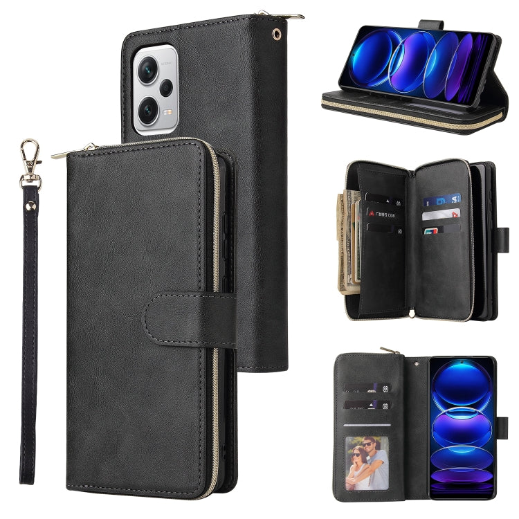 For Xiaomi Redmi Note 12 Explorer / Note 12 Pro+ Global 9 Card Slots Zipper Wallet Bag Leather Phone Case