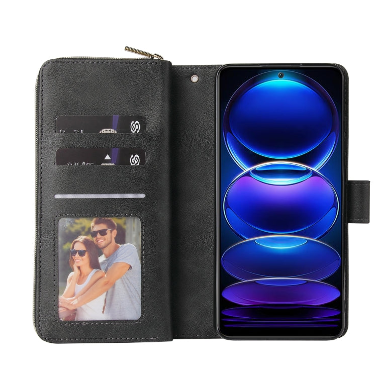 For Xiaomi Redmi Note 12 Explorer / Note 12 Pro+ Global 9 Card Slots Zipper Wallet Bag Leather Phone Case