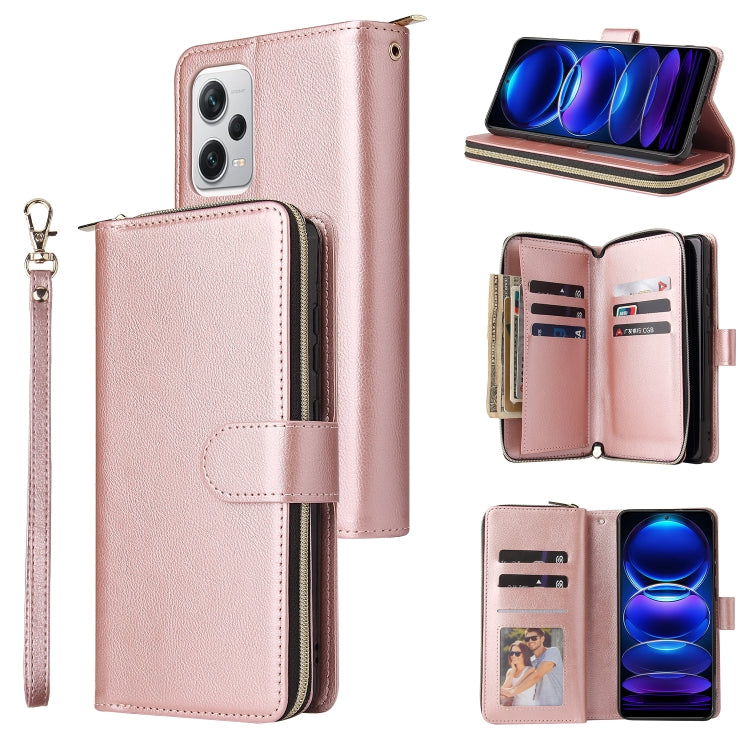 For Xiaomi Redmi Note 12 Explorer / Note 12 Pro+ Global 9 Card Slots Zipper Wallet Bag Leather Phone Case