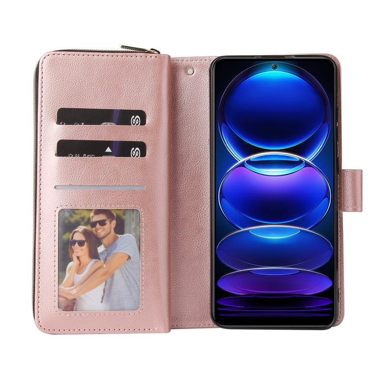 For Xiaomi Redmi Note 12 Explorer / Note 12 Pro+ Global 9 Card Slots Zipper Wallet Bag Leather Phone Case