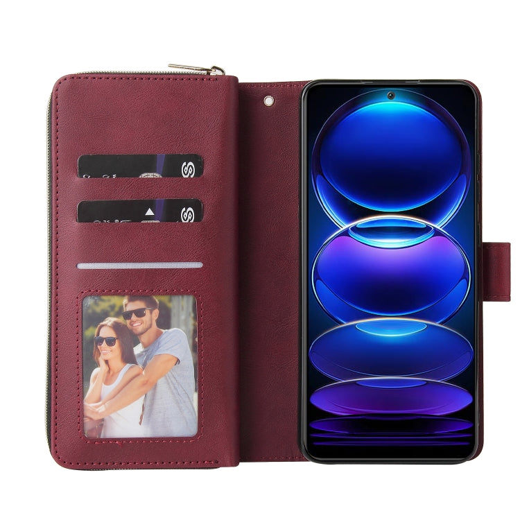 For Xiaomi Redmi Note 12 Explorer / Note 12 Pro+ Global 9 Card Slots Zipper Wallet Bag Leather Phone Case