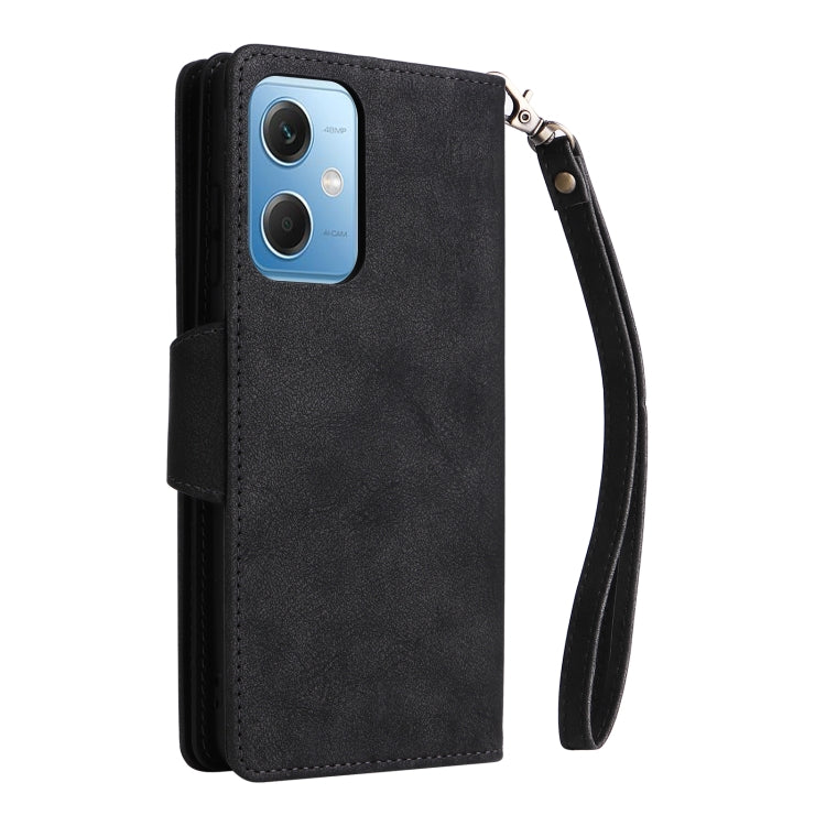 For Xiaomi Redmi Note 12 5G Global / Poco X5 Rivet Buckle 9 Cards Three Fold Leather Phone Case
