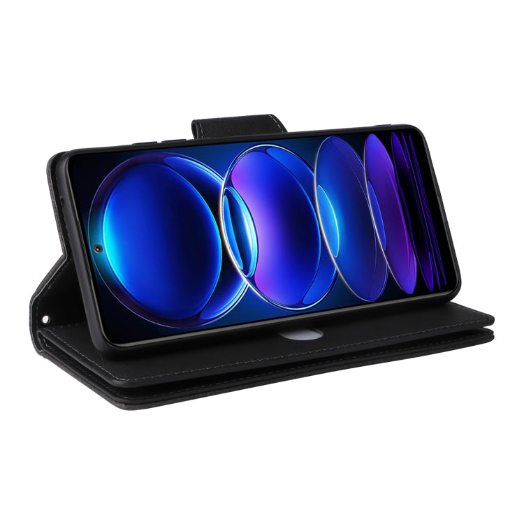 For Xiaomi Redmi Note 12 5G Global / Poco X5 Rivet Buckle 9 Cards Three Fold Leather Phone Case