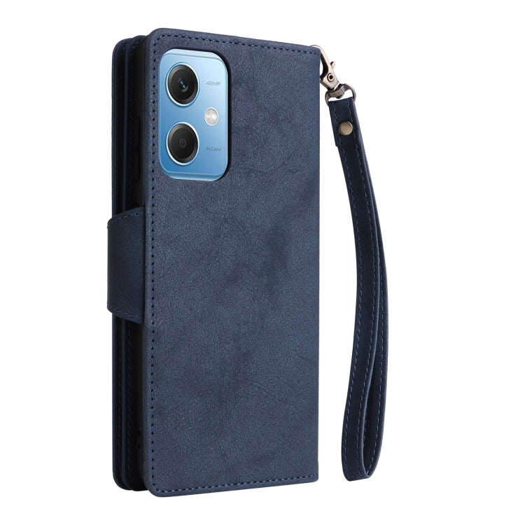 For Xiaomi Redmi Note 12 5G Global / Poco X5 Rivet Buckle 9 Cards Three Fold Leather Phone Case